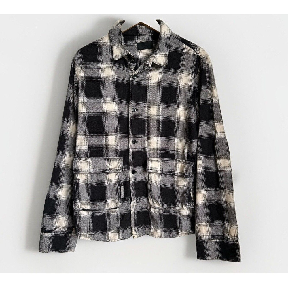 RTA Navy/White Buffalo Plaid Shirt/Jacket Mens Size Medium $375 Luxury Streewear